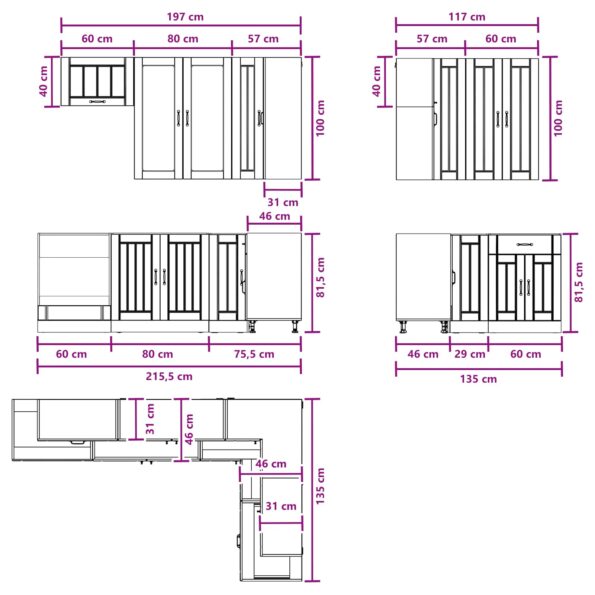 vidaXL Kuchynská jednotka LUCCA 8 pcs Biela Kompozitné drevo – Obrázok 8