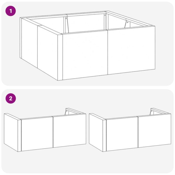 vidaXL Oporný múr 4 ks 100 x 100 x 50 cm Pozinkovaná oceľ Strieborná – Obrázok 7