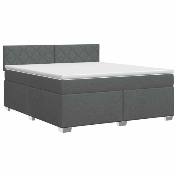 vidaXL Posteľ boxspring s matracom Tmavosivá 140 x 190 cm Látka – Obrázok 2