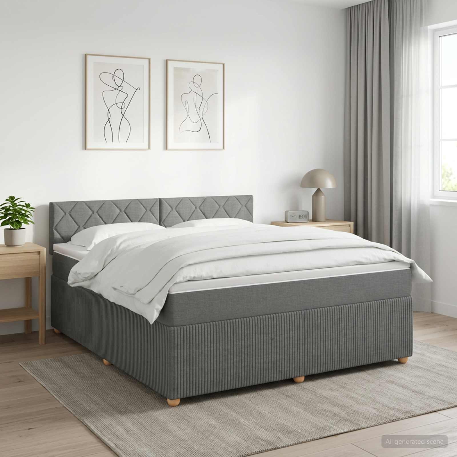 3451490_1.jpg vidaXL Posteľ boxspring s matracom Tmavosivá 140 x 200 cm Látka – Obrázok 1