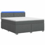 vidaXL Posteľ s boxspringom a matracom a LED Tmavosivá 140 x 190 cm – Obrázok 2