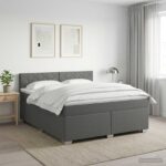 vidaXL Posteľ s boxspringom a matracom a LED Tmavosivá 140 x 190 cm – Obrázok 4