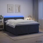 vidaXL Posteľ s boxspringom a matracom a LED Tmavosivá 160 x 200 cm – Obrázok 4