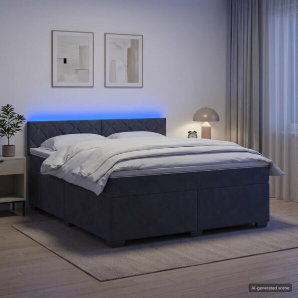 vidaXL Posteľ s boxspringom a matracom a LED Tmavosivá 160 x 200 cm – Obrázok 4