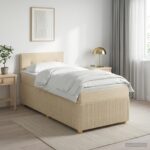 vidaXL Posteľ boxspring s matracom Krémová 100 x 200 cm Látka