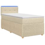 vidaXL Posteľ boxspring s matracom Krémová 100 x 200 cm Látka – Obrázok 2