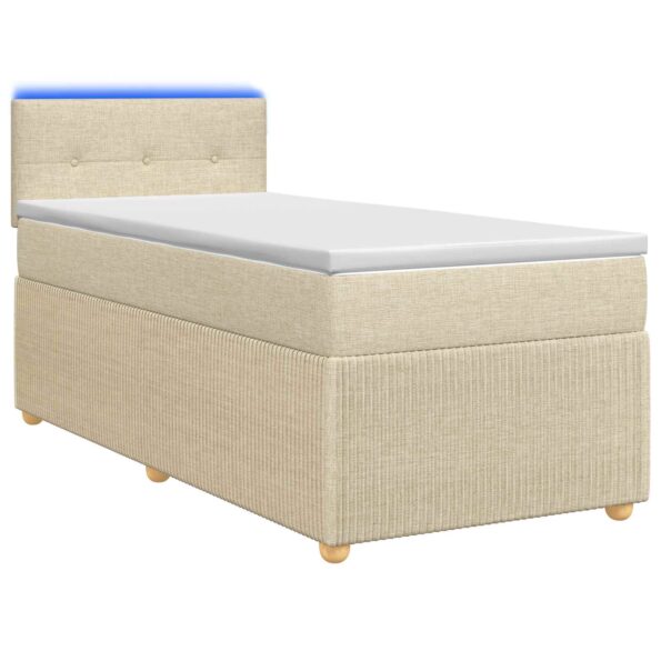 vidaXL Posteľ boxspring s matracom Krémová 100 x 200 cm Látka – Obrázok 2