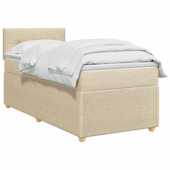 vidaXL Posteľ boxspring s matracom Krémová 100 x 200 cm Látka – Obrázok 3