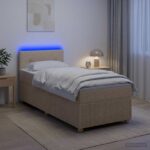 vidaXL Posteľ boxspring s matracom Krémová 100 x 200 cm Látka – Obrázok 4
