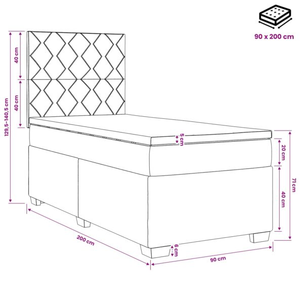 vidaXL Posteľ boxspring s matracom Tmavozelená 90 x 200 cm Zamat – Obrázok 11
