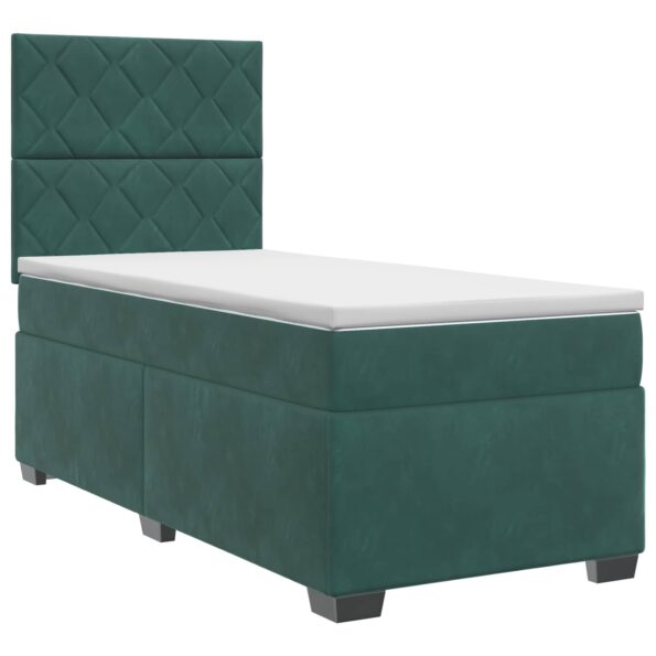 vidaXL Posteľ boxspring s matracom Tmavozelená 90 x 200 cm Zamat – Obrázok 2