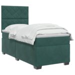 vidaXL Posteľ boxspring s matracom Tmavozelená 90 x 200 cm Zamat – Obrázok 3