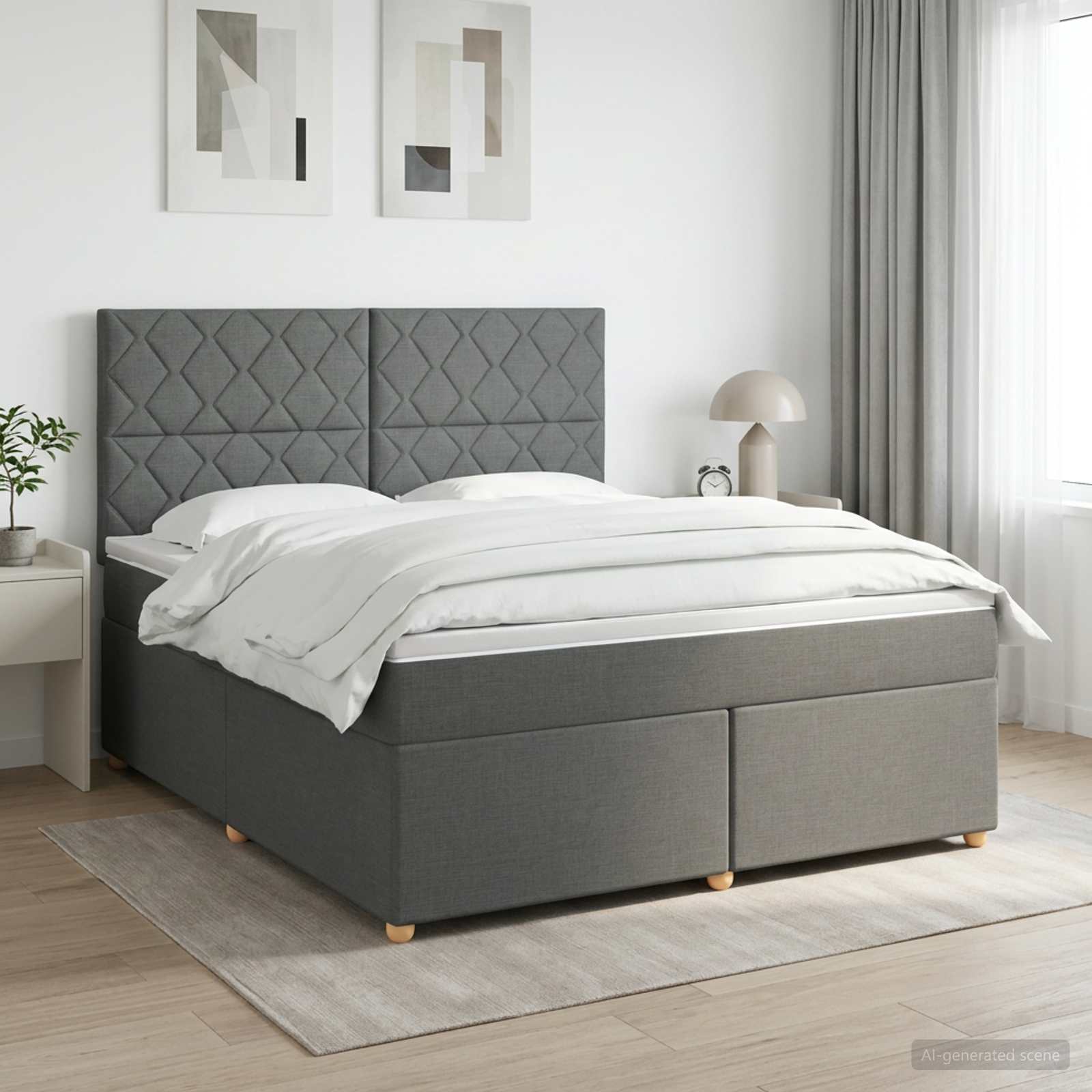 3453908_1.jpg vidaXL Posteľ boxspring s matracom Tmavosivá 140 x 200 cm Látka – Obrázok 1