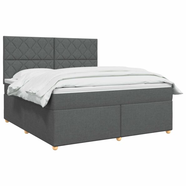vidaXL Posteľ boxspring s matracom Tmavosivá 140 x 200 cm Látka – Obrázok 3
