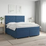 vidaXL Posteľ boxspring s matracom Modrá 180 x 200 cm Látka