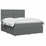 vidaXL Posteľ boxspring s matracom Tmavosivá 140 x 200 cm Látka – Obrázok 3