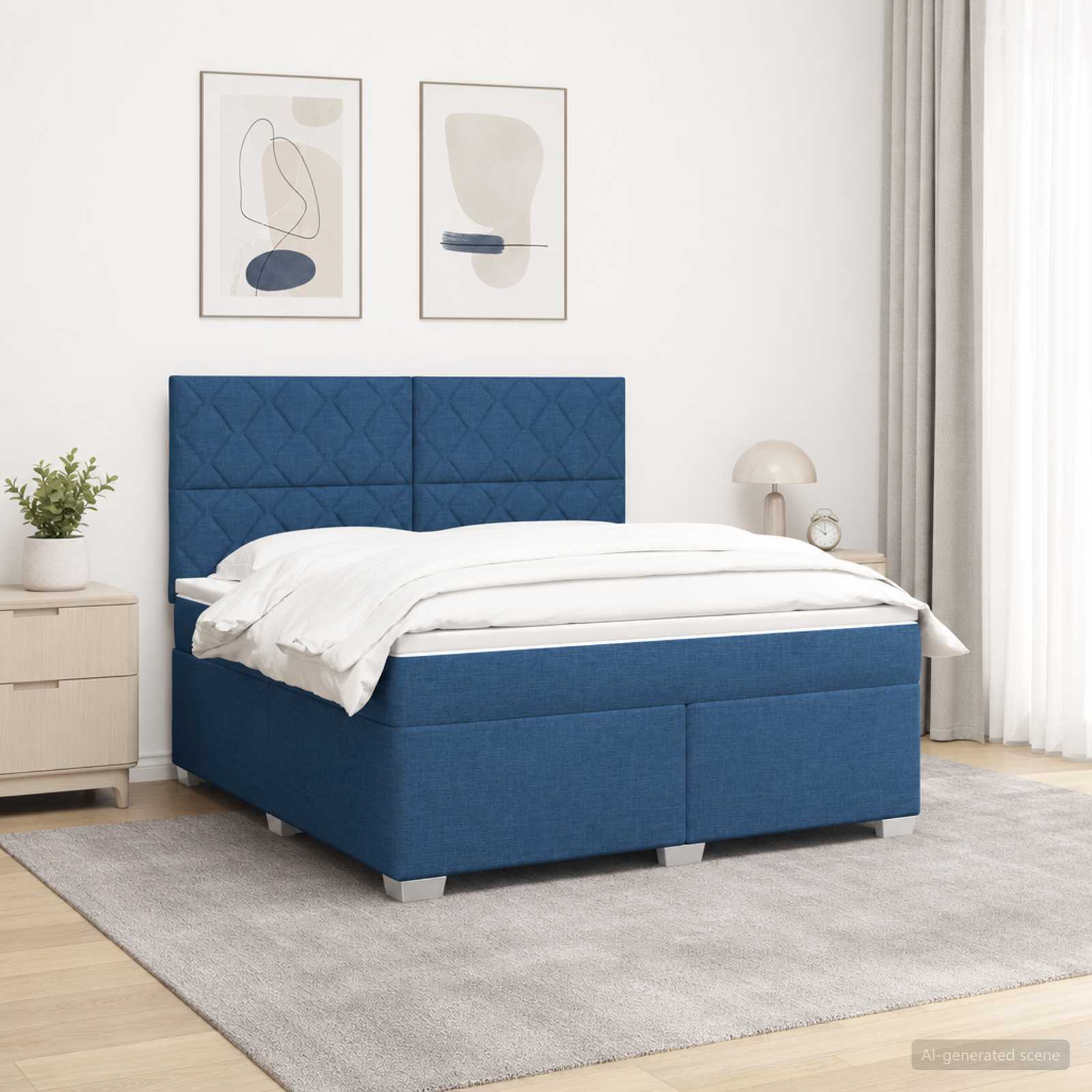 3454942_1.jpg vidaXL Posteľ boxspring s matracom Modrá 180 x 200 cm Látka – Obrázok 1