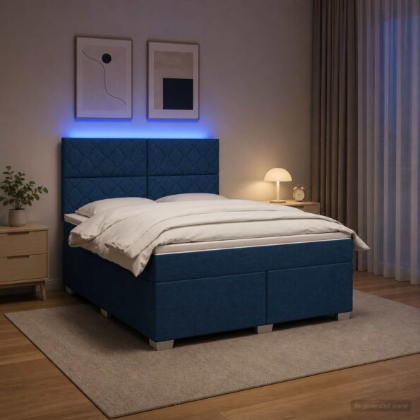 vidaXL Posteľ boxspring s matracom Modrá 180 x 200 cm Látka – Obrázok 4