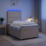 vidaXL Posteľ boxspring s matracom Krémová 120 x 190 cm Látka