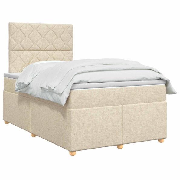 vidaXL Posteľ boxspring s matracom Krémová 120 x 190 cm Látka – Obrázok 2