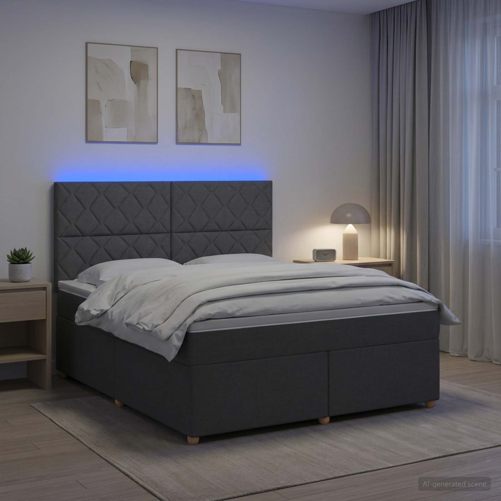 3455372_1.jpg vidaXL Posteľ boxspring s matracom Tmavosivá 140 x 200 cm Látka – Obrázok 1