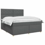 vidaXL Posteľ boxspring s matracom Tmavosivá 140 x 200 cm Látka – Obrázok 3