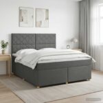 vidaXL Posteľ boxspring s matracom Tmavosivá 140 x 200 cm Látka – Obrázok 4