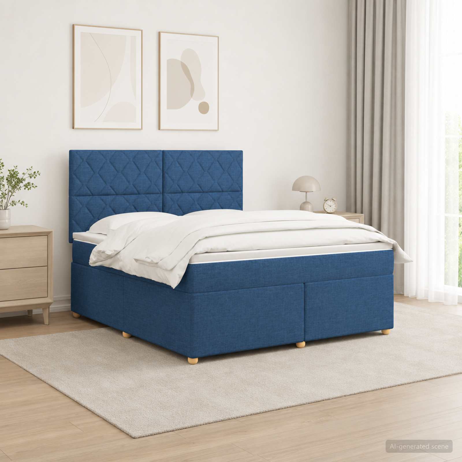 3455419_1.jpg vidaXL Posteľ boxspring s matracom Modrá 180 x 200 cm Látka – Obrázok 1