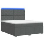 vidaXL LED boxspring posteľ s matracom Tmavosivá 140 x 190 cm Látka – Obrázok 2