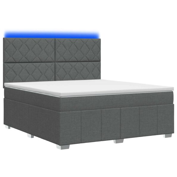 vidaXL LED boxspring posteľ s matracom Tmavosivá 140 x 190 cm Látka – Obrázok 2