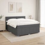 vidaXL LED boxspring posteľ s matracom Tmavosivá 140 x 200 cm Látka