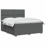 vidaXL LED boxspring posteľ s matracom Tmavosivá 140 x 200 cm Látka – Obrázok 3
