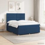 vidaXL LED boxspring posteľ s matracom Modrá 160 x 200 cm Látka