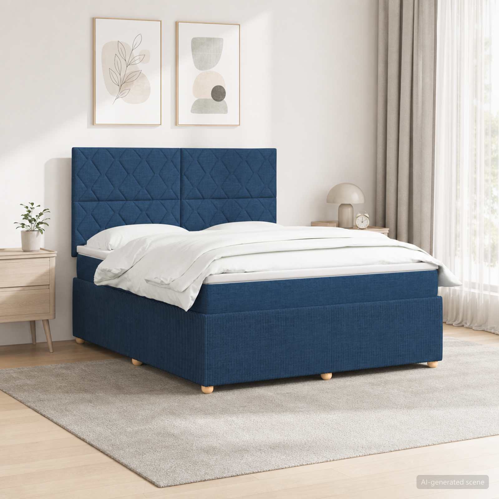 3455908_1.jpg vidaXL LED boxspring posteľ s matracom Modrá 160 x 200 cm Látka – Obrázok 1