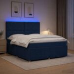 vidaXL LED boxspring posteľ s matracom Modrá 160 x 200 cm Látka – Obrázok 4