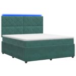 vidaXL LED boxspring posteľ s matracom Tmavozelená 180 x 200 cm Zamat – Obrázok 2