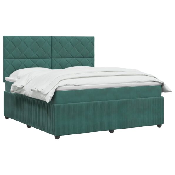 vidaXL LED boxspring posteľ s matracom Tmavozelená 180 x 200 cm Zamat – Obrázok 3