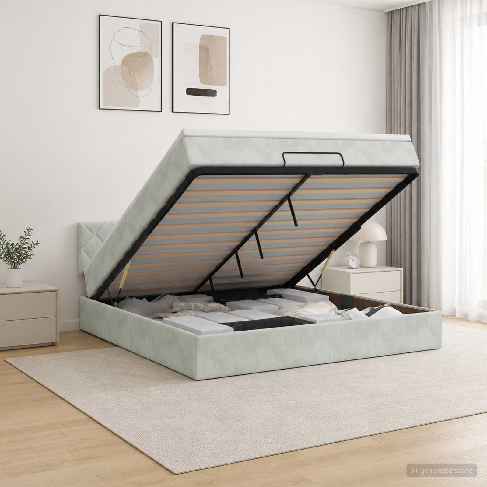 3456639_1.jpg vidaXL Polohovací postel s matrací Svetlosivá 160 x 200 cm Zamat – Obrázok 1