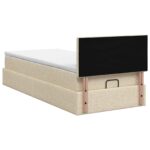vidaXL Ottoman posteľ s matracom a LED Krémová 100 x 200 cm Látka – Obrázok 8