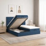 vidaXL Ottoman posteľ s matracom a LED Modrá 180 x 200 cm Látka – Obrázok 4