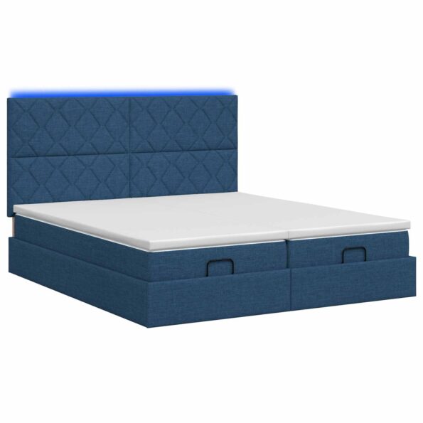 vidaXL Ottoman posteľ s matracom a LED Modrá 180 x 200 cm Látka – Obrázok 9
