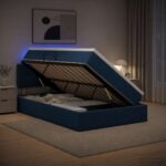 vidaXL LED úložná posteľ s matracom Modrá 120 x 190 cm Látka – Obrázok 13