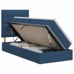 vidaXL Postel s úložným prostorem a matrací Modrá 90 x 200 cm látka – Obrázok 2