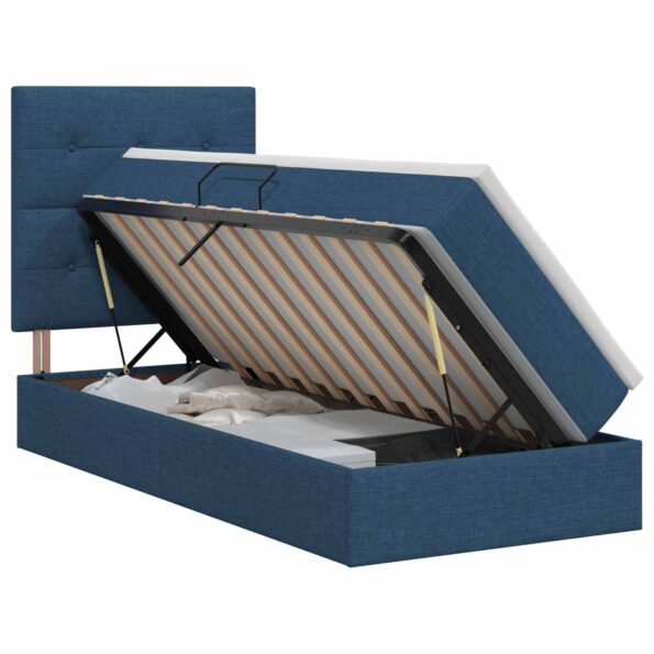 vidaXL Postel s úložným prostorem a matrací Modrá 90 x 200 cm látka – Obrázok 2