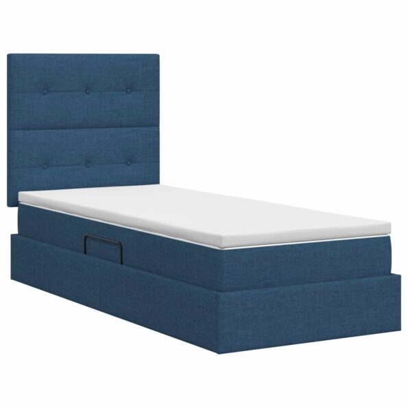 vidaXL Postel s úložným prostorem a matrací Modrá 90 x 200 cm látka – Obrázok 8