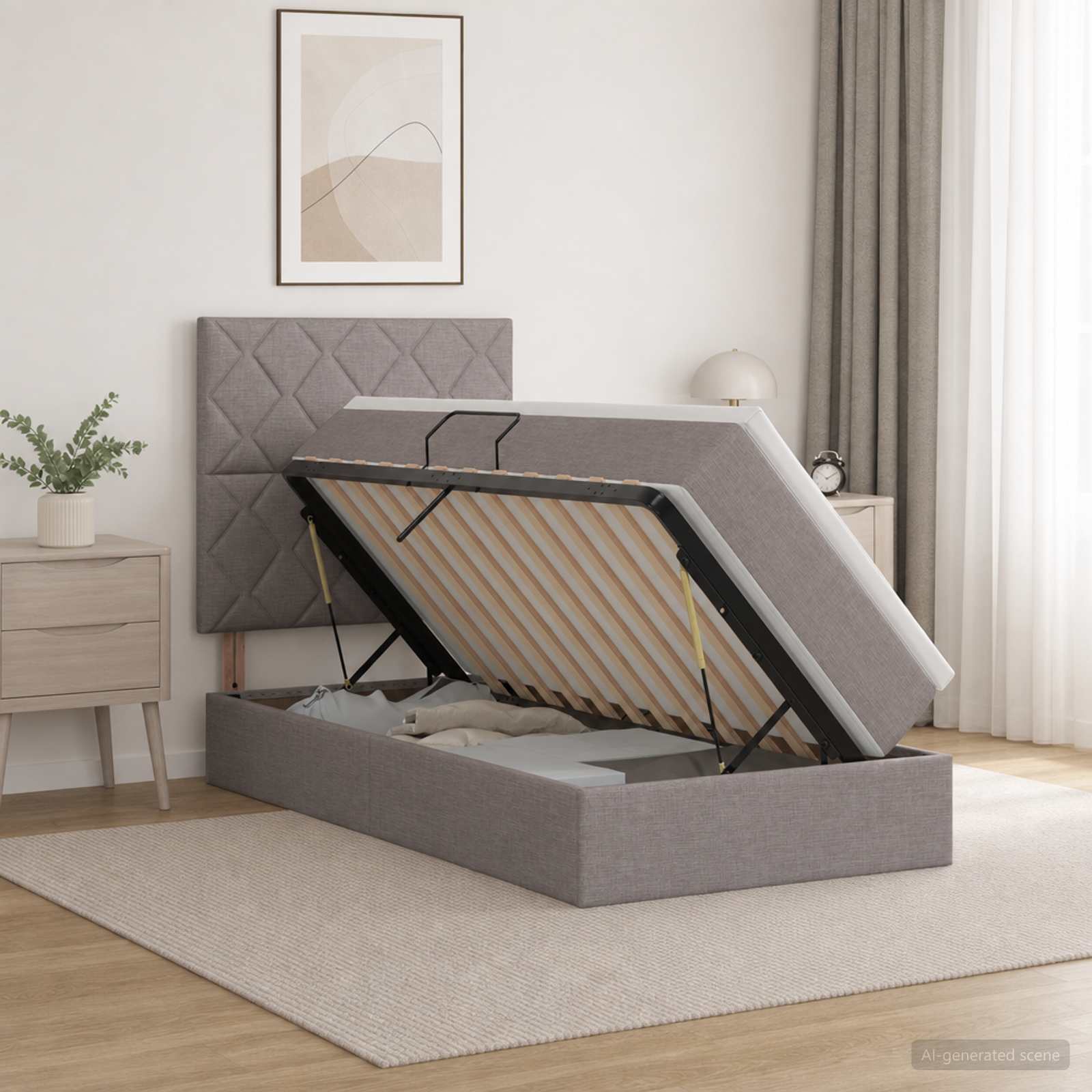 3459543_1.jpg vidaXL Postel s úložným prostorem a matrací Sivohnedá 90 x 200 cm – Obrázok 1