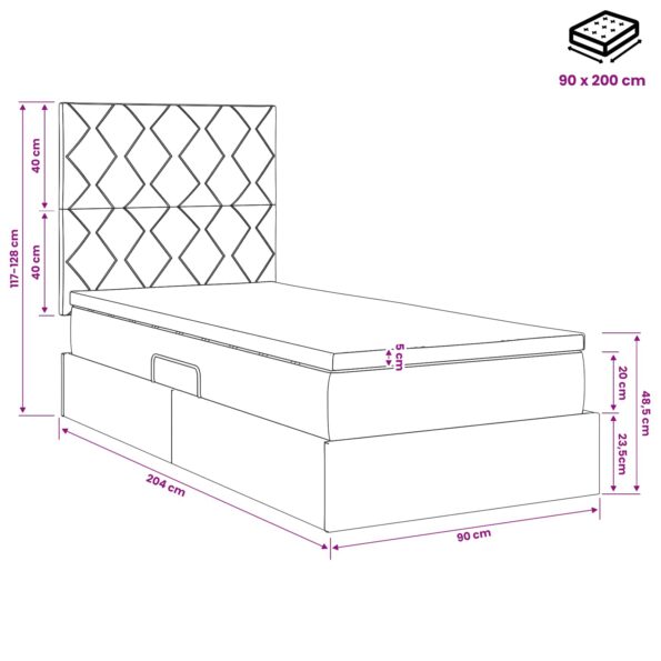vidaXL Postel s úložným prostorem a matrací Sivohnedá 90 x 200 cm – Obrázok 12