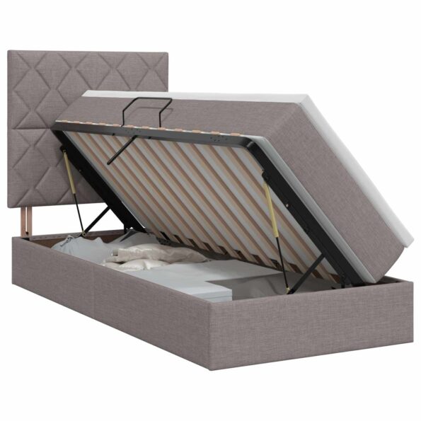 vidaXL Postel s úložným prostorem a matrací Sivohnedá 90 x 200 cm – Obrázok 2