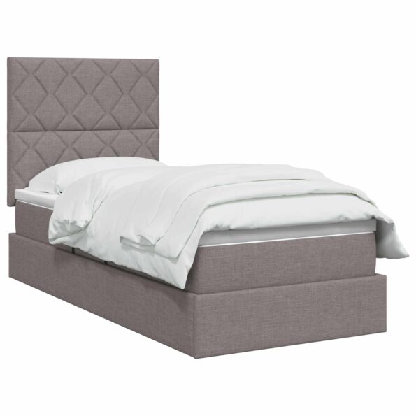 vidaXL Postel s úložným prostorem a matrací Sivohnedá 90 x 200 cm – Obrázok 3