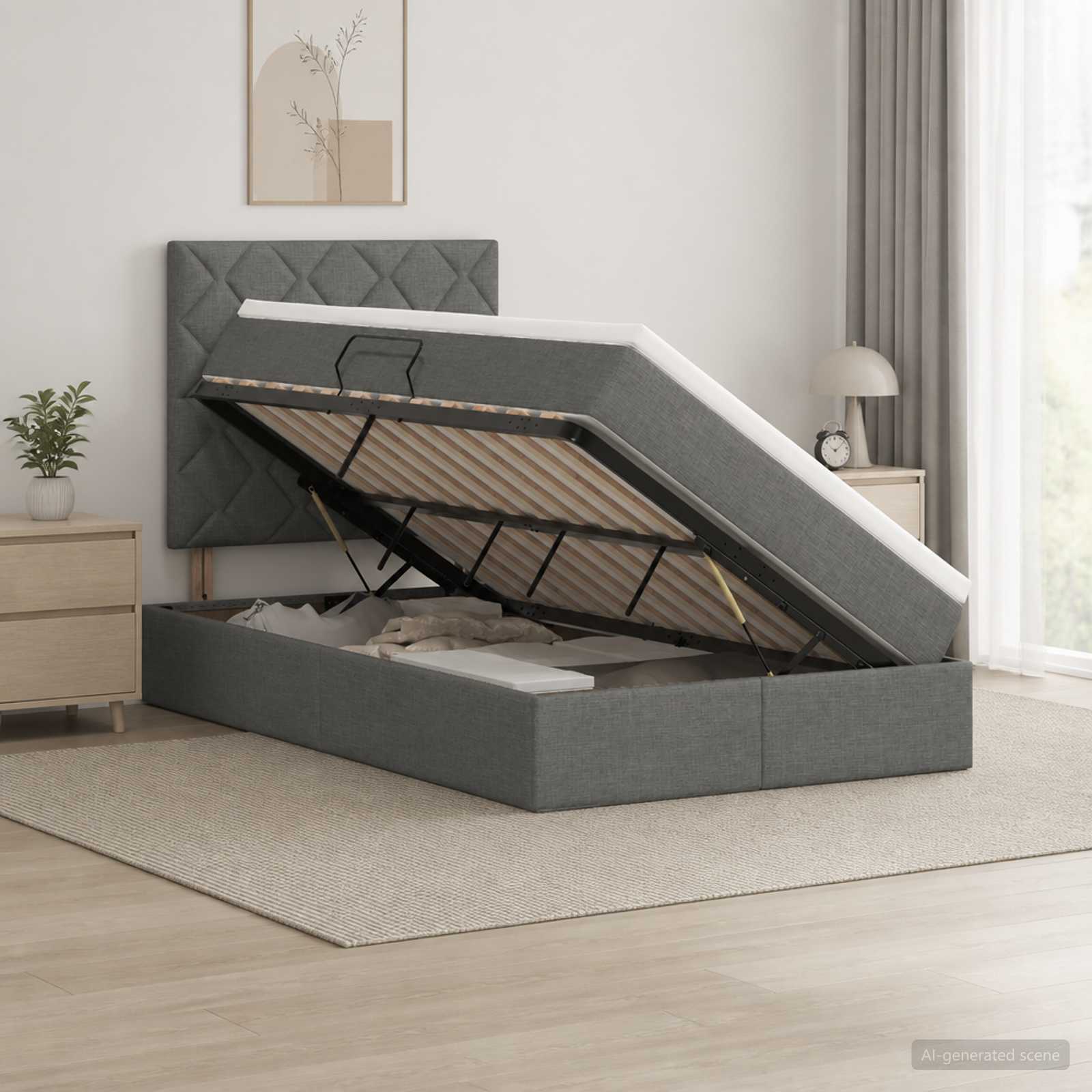 3459559_1.jpg vidaXL Postel s úložným prostorem a matrací Tmavosivá 120 x 200 cm – Obrázok 1